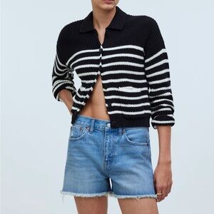 NWT Sz 30 Madewell Relaxed Mid-Length Denim Shorts in Raw-Hem Edition